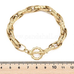 Bracciali a catena a doppia maglia in acciaio inossidabile 304 testurizzato per donna&nbsp;BJEW-P391-01C-G