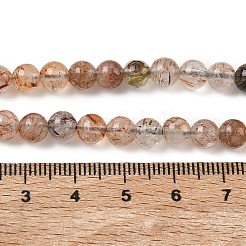 Natürliche Stränge aus Rutilquarzperlen in Schwarzgold&nbsp;G-L657-B02-6mm