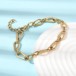 Set di gioielli con collana e bracciale a catena a goccia in acciaio inossidabile 304&nbsp;SJEW-L199-18G