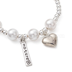 Armbänder mit Herzanhängern aus einer Legierung zum Muttertag&nbsp;BJEW-JB13133