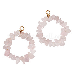 2 colgante de cuentas de cuarzo rosa natural&nbsp;PALLOY-TAC0232-02