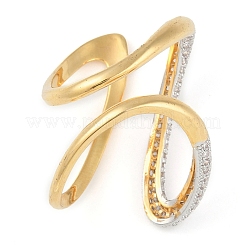 Messing Micro Pave klare Manschettenringe aus Zirkonia&nbsp;RJEW-Q819-26G
