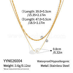 Collares de doble capa de acero inoxidable 304 con colgantes redondos de perlas de imitación blancas para mujer.&nbsp;KQ2558