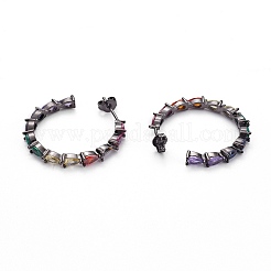 Ottone micro spianare orecchini zirconi&nbsp;EJEW-F198-18