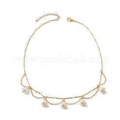 Collane con ciondolo a bavaglino con perle di conchiglia e fiori in acrilico&nbsp;NJEW-TA00169