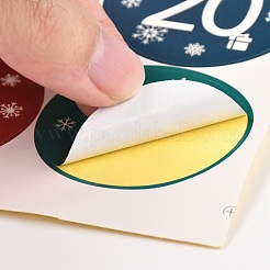 Autocollants autocollants pour étiquette-cadeau en papier rond thème de Noël&nbsp;DIY-K032-82J