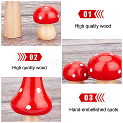 2 ensemble de 2 décorations de maison en bois en forme de champignon de couleurs&nbsp;DJEW-GA0001-19