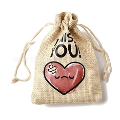 12 Stück 12 Stile Valentinstag bedruckte rechteckige Sackleinen-Verpackungsbeutel&nbsp;ABAG-U006-02A