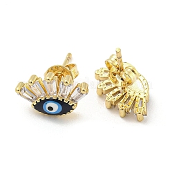 Aretes de latón chapado en oro real de mal de ojo 18k&nbsp;EJEW-L269-103G-01