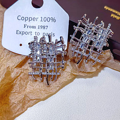 Boucles d'oreilles à tige tissées en alliage de strass&nbsp;FS-WG9A93A-02