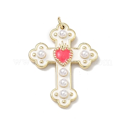 Colgantes de perlas de imitación de latón esmaltado con plástico ABS.&nbsp;KK-Z153-16G