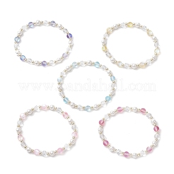 5 bracciale elastico in pietra di luna sintetica&nbsp;BJEW-JB11856