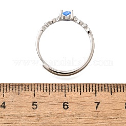 Rhodinierte 925 Sterling Silber verstellbare Ringe mit Zirkonia&nbsp;RJEW-D300-05P-03
