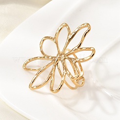 Anelli da dito in acciaio inossidabile 304 con fiori per donna&nbsp;RJEW-A105-02G