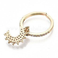 Messing Micro Pave klare Manschettenringe aus Zirkonia&nbsp;RJEW-S045-009G-NR