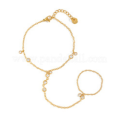 Braccialetti da donna in acciaio inossidabile 304 con pavé di zirconi cubici trasparenti.&nbsp;TS4322