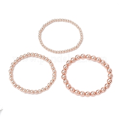 3 bracciale elastico con perline rotonde in ematite sintetica non magnetica galvanizzata per donna&nbsp;BJEW-JB11944