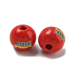 Perles européennes en bois imprimées&nbsp;WOOD-L020-D15
