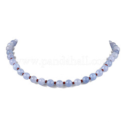 Colliers en jade malaisien naturel teinté rond de 8.5 mm avec perles de verre pour femmes&nbsp;NJEW-JN05646-01