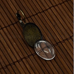 Copertura cabochon con lente d'ingrandimento ovale trasparente da 18x13 mm per la realizzazione di orecchini a cerchio a leva in ottone&nbsp;DIY-X0148-AB-NF
