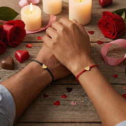 2 bracciale con perline intrecciate in acciaio inossidabile 304 a forma di cuore&nbsp;LR5598-3