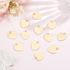 12 pieza de dijes de corazón de latón&nbsp;KK-BBC0027-76G