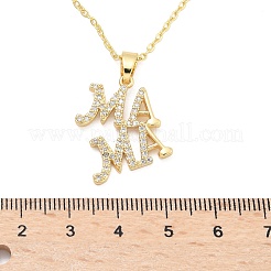 Muttertags-Halsketten aus Messing mit Mikropflaster und klarem Zirkonia-Anhänger für Damen&nbsp;LS-NJEW-Q021-01B-G
