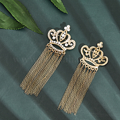 4 Stück Kristall-Strass-Krone mit Kettenquaste als Anstecknadel&nbsp;JEWB-CA0001-32G