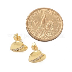 Orecchini a bottone da donna in ottone con micro pavé di zirconi trasparenti&nbsp;EJEW-U034-02G-03