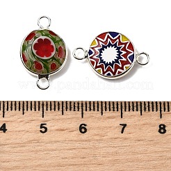 Handgemachte Millefiori Bunte Malerei flache runde Verbinder Charms&nbsp;LAMP-D002-02B-S