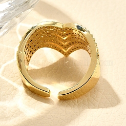 Gestellplattierung Messing Mikropflaster klare Zirkonia Manschettenfingerringe für Frauen&nbsp;RJEW-M028-26G