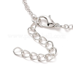 Collier pendentif rond plat en verre avec chaîne en laiton&nbsp;NJEW-A003-01F