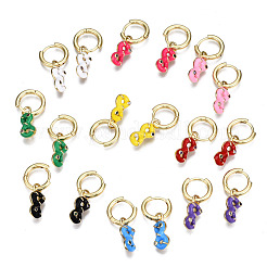 Latón micro pavimenta circonio cúbico pendientes de aro huggie&nbsp;EJEW-T014-44G-NF