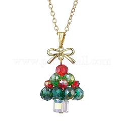 Halsketten mit Weihnachtsbaum-Anhänger aus Glasperlen&nbsp;X1-NJEW-TA00174