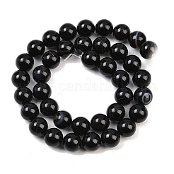 Chapelets de perles en agate noire naturelle&nbsp;G-G962-10mm-12-A