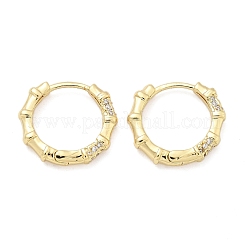 Boucles d'oreilles créoles en laiton et bambou avec micro pavé de zircons cubiques transparents&nbsp;EJEW-Z102-05G