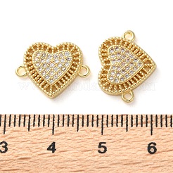 Breloques connecteur coeur en laiton plaqué or et zircone cubique&nbsp;KK-C084-08F-G