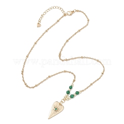 Colgante de corazón de ojo malvado con circonita cúbica pavé de latón&nbsp;NJEW-JN05803-02
