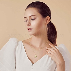 Collier avec pendentif en laiton avec lettre initiale 1 pièce&nbsp;NJEW-YW0001-24Q