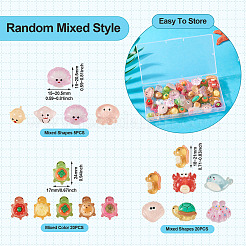 45 pièce 3 styles d'ornements d'organismes marins en résine transparente lumineuse&nbsp;DJEW-TA0001-23