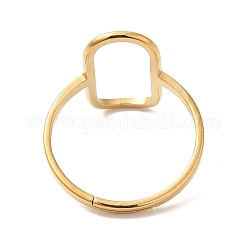 Anello regolabile rettangolare cavo in acciaio inossidabile 304 con placcatura ionica (ip) per donna&nbsp;RJEW-M149-31G