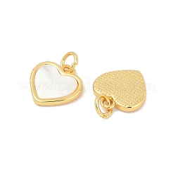 Messing Pavé natürliche weiße Muschel Herz Charms&nbsp;KK-U055-27G