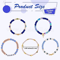 5pcs 5 ensembles de bracelets extensibles faits à la main de perles d'argile polymère&nbsp;BJEW-SZ0001-77B