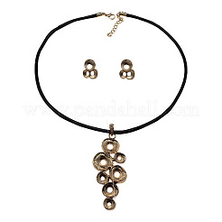Set di collane con ciondolo in lega di zinco con cordino in similpelle e orecchini a bottone&nbsp;FS-WG08750-01