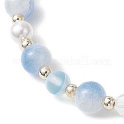 Braccialetti elastici con perline rotonde in pietra di luna sintetica e vetro&nbsp;BJEW-JB11858-02