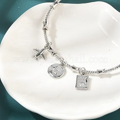 Bracelets à breloques en laiton micro pavé en oxyde de zirconium transparent pour femmes&nbsp;BJEW-Z089-06P