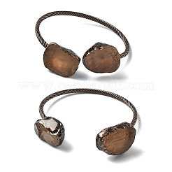 Bracelets manchettes en perles de quartz citron naturel&nbsp;BJEW-Q070-02R-01