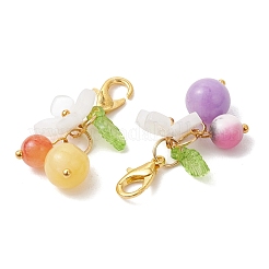 Colgantes de jade persa teñido natural y jade amarillo y decoraciones acrílicas.&nbsp;HJEW-JM04800