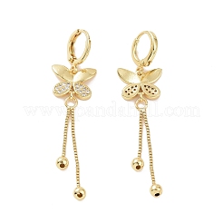 Créoles pendantes papillon en zircone cubique transparente&nbsp;EJEW-P224-09G
