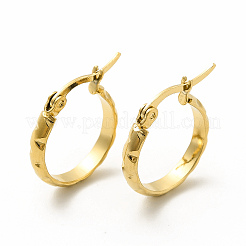 Pendientes de aro ranurados de acero inoxidable 201 con pasadores de acero inoxidable 304 para mujer&nbsp;EJEW-M214-06B-G